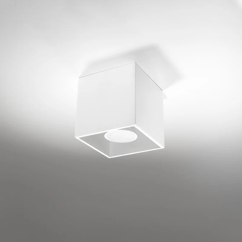 Moderner Würfel-Deckenstrahler aus weißem Aluminium – Modell Asterion
