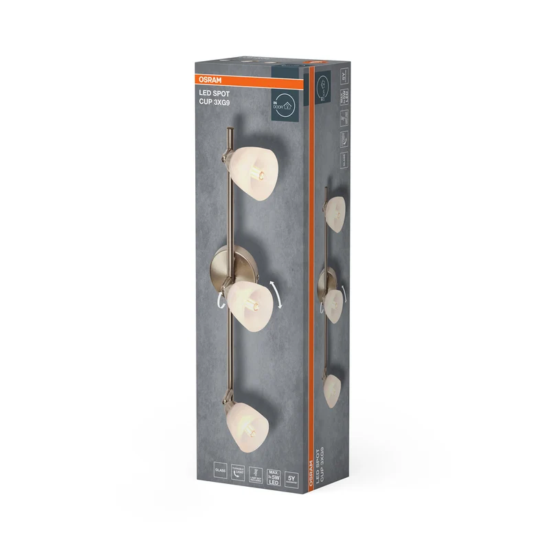 OSRAM LED Spot Cup Deckenleuchte 3xG9 Gebürstetes Nickel