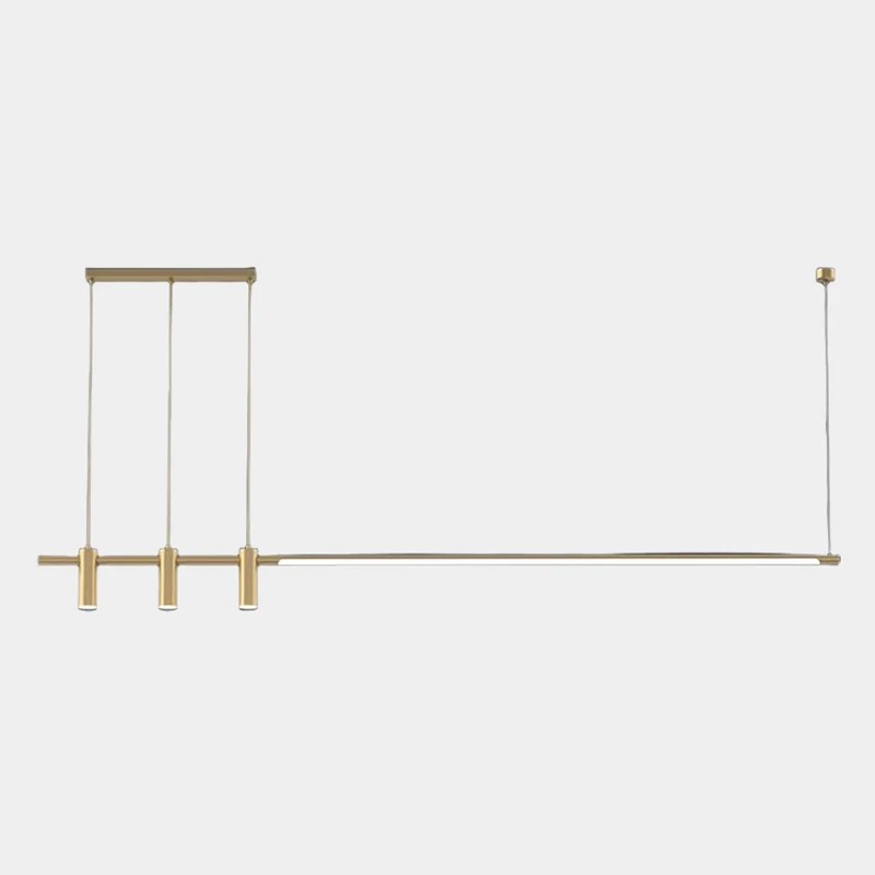 Pendant Light Linear Copper Brass LED with Spotlights