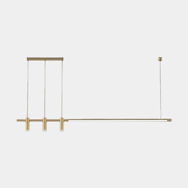 Pendant Light Linear Copper Brass LED with Spotlights