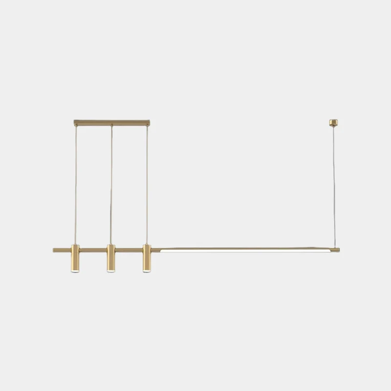 Pendant Light Linear Copper Brass LED with Spotlights
