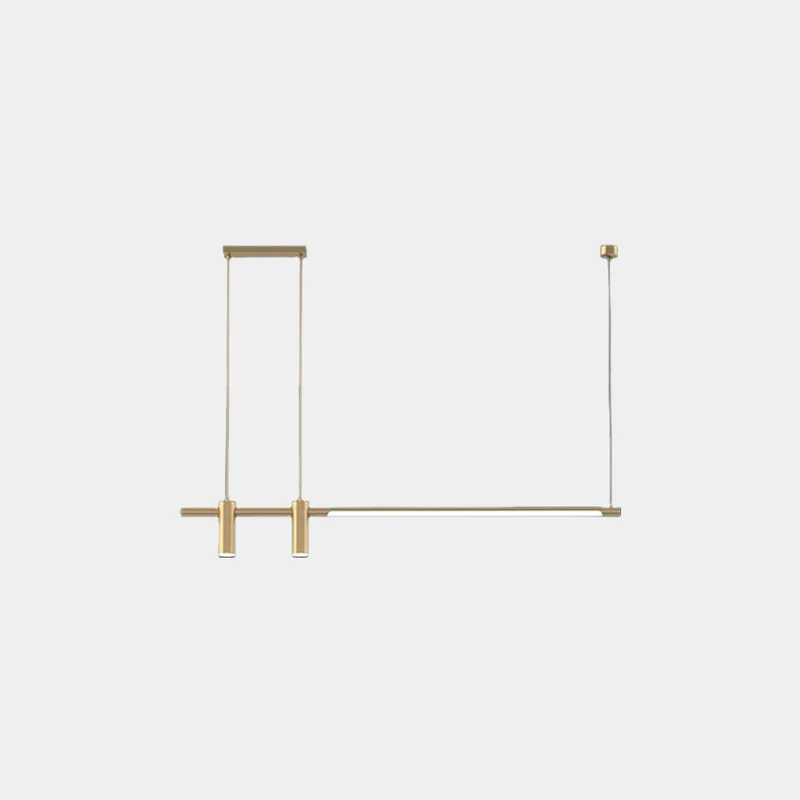 Pendant Light Linear Copper Brass LED with Spotlights