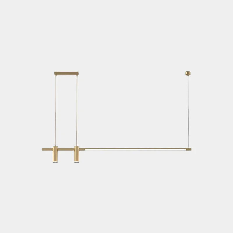 Pendant Light Linear Copper Brass LED with Spotlights