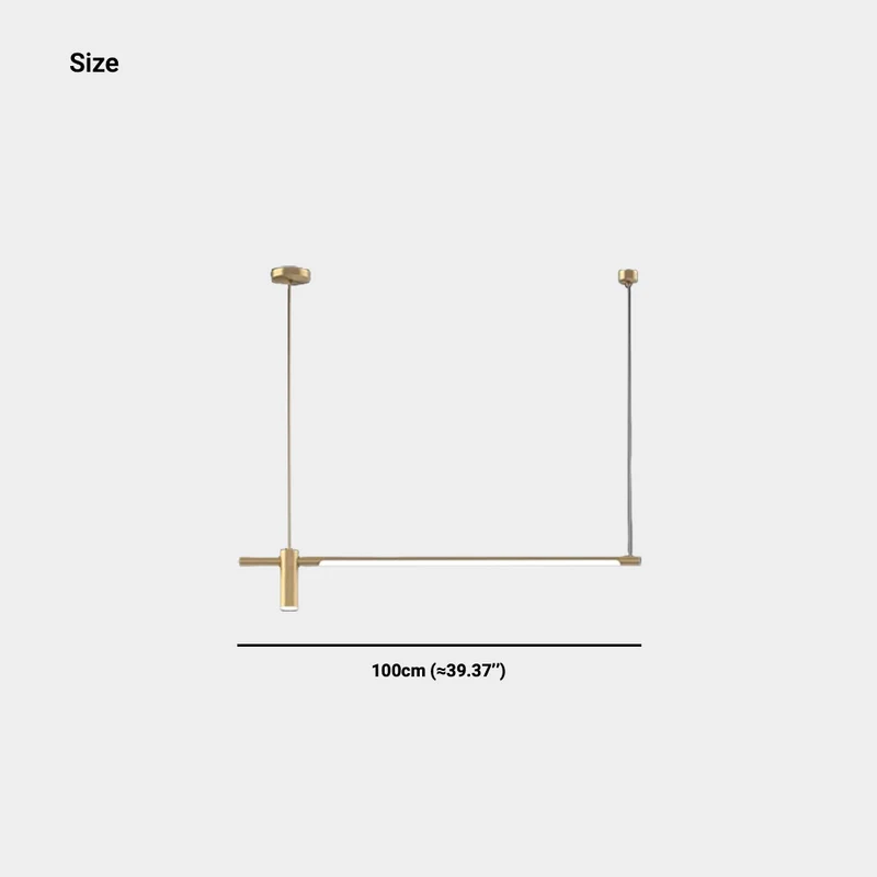 Pendant Light Linear Copper Brass LED with Spotlights