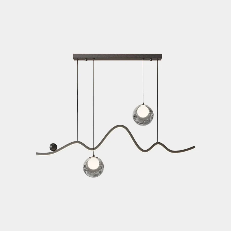 Hanging Pendant Light Wavy Globe Dimmable LED, Black