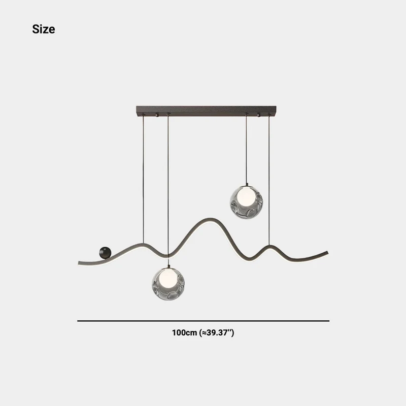 Hanging Pendant Light Wavy Globe Dimmable LED, Black