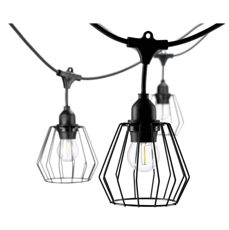 Komplettes Pinkabel mit 5x Lampenschirmen | 5 Meter | Industrieller Lampenschirm | Anschließbar | E27 | inkl. 1W-Lampen