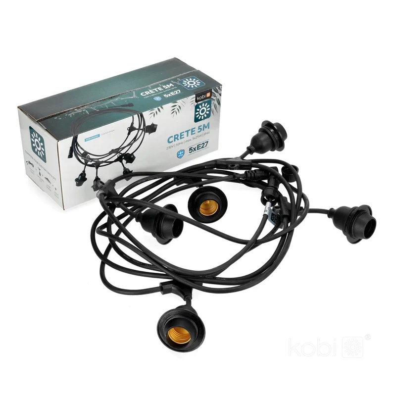 Komplettes Pinkabel mit 5x Lampenschirmen | 5 Meter | Industrieller Lampenschirm | Anschließbar | E27 | inkl. 1W-Lampen