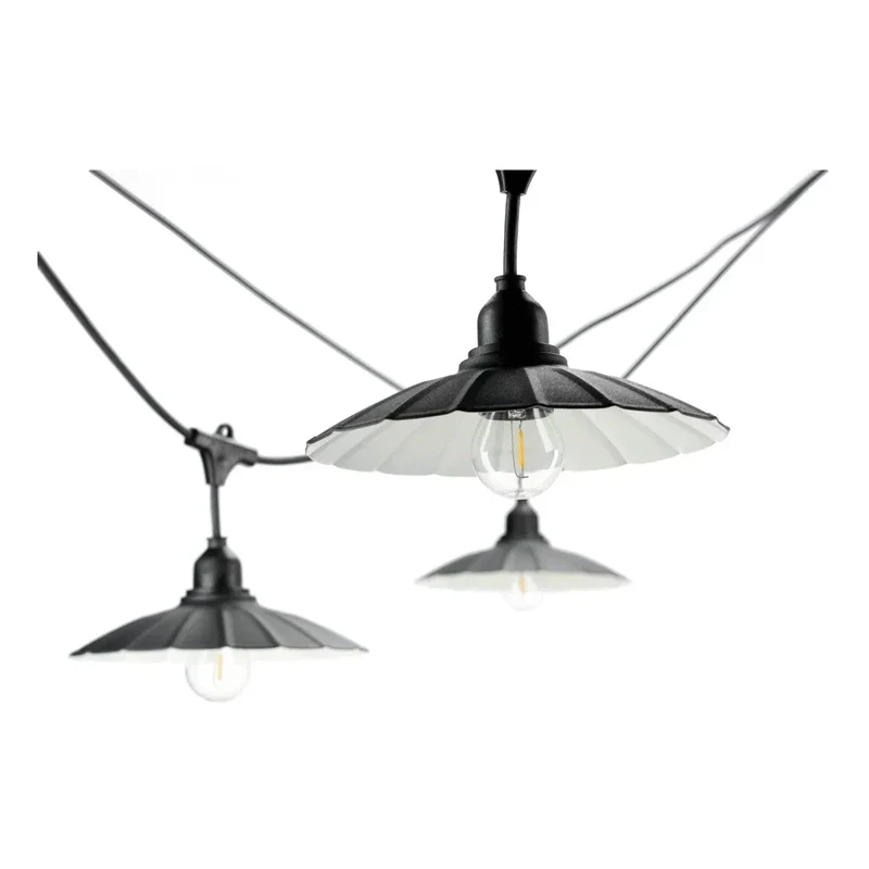 Komplettes Pinkabel mit 5x Lampenschirmen | 5 Meter | Schale | Anschließbar | E27 | inkl. 1W-Lampen