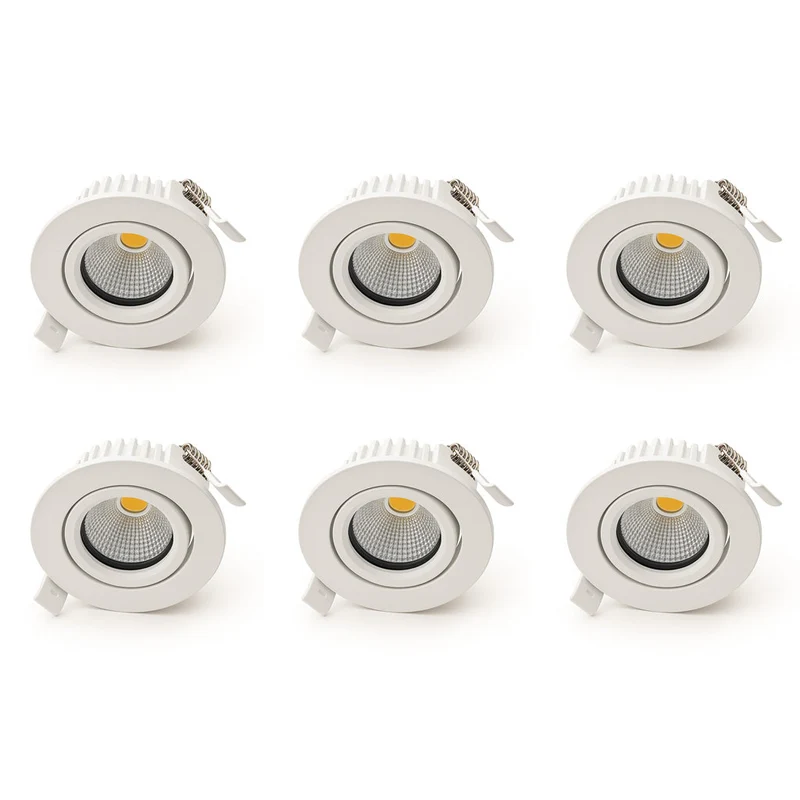 Set | 6x LED-Einbaustrahler | VARDA | 6 W | Farbtemperaturschalter | Rund | Weiß | Geringe Einbautiefe