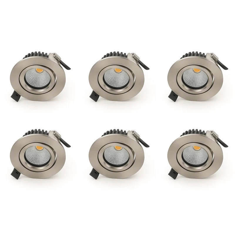 Set | 6x LED-Einbaustrahler | VARDA | 6 W | Farbtemperaturschalter | Rund | Silber | Geringe Einbautiefe
