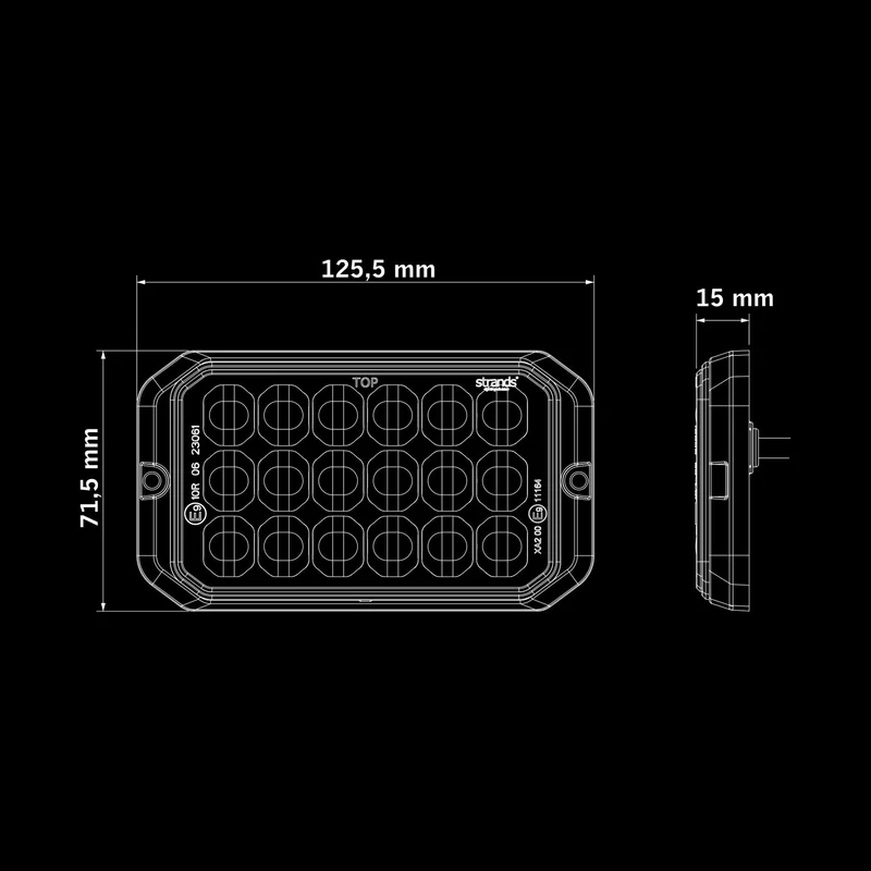 Strands Dark Knight Duo Stroboskop-Warnleuchte mit 18 LEDs / Gelb & Weiß