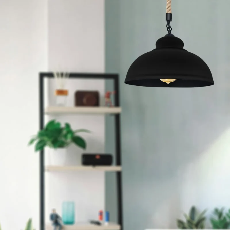 Hanfseil Deckenlampe Curvy schwarz | Deckenstrahler landhausstil~3788