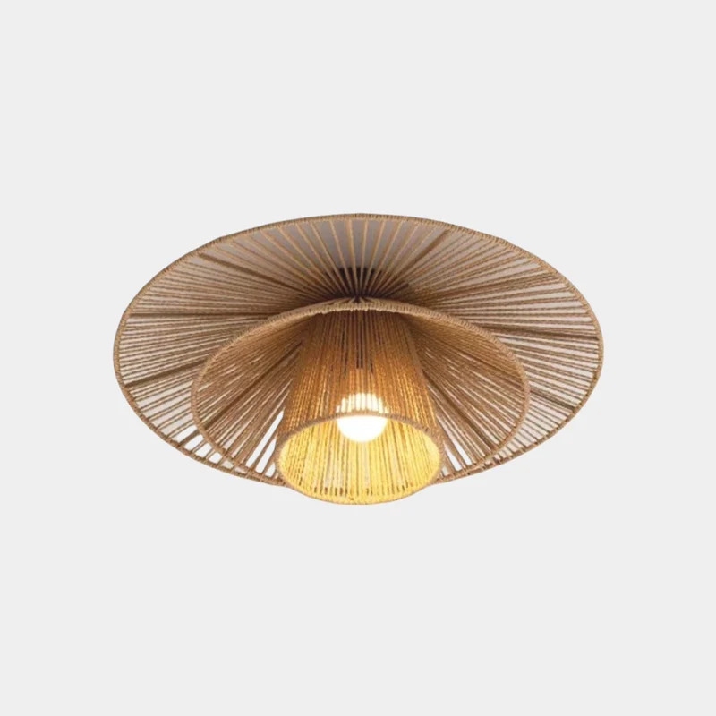 Flush Mount Ceiling Light Rattan Woven Hemp Rope