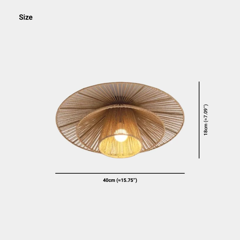 Flush Mount Ceiling Light Rattan Woven Hemp Rope