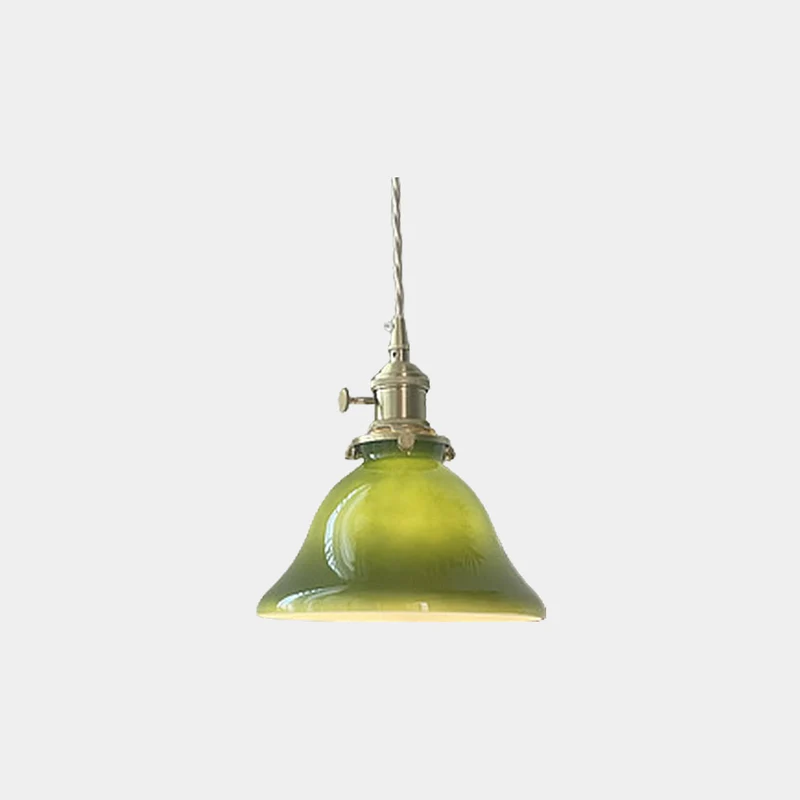 Pendant Light Retro Small Brass Glass, Green