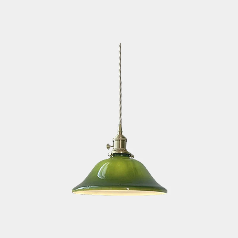 Pendant Light Retro Small Brass Glass, Green