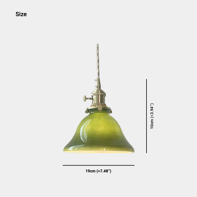 Pendant Light Retro Small Brass Glass, Green