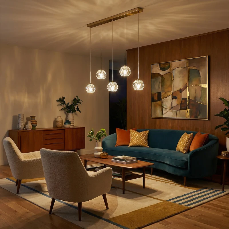 Moderne Kristallpendelleuchte für das Wohnzimmer – Crystallo