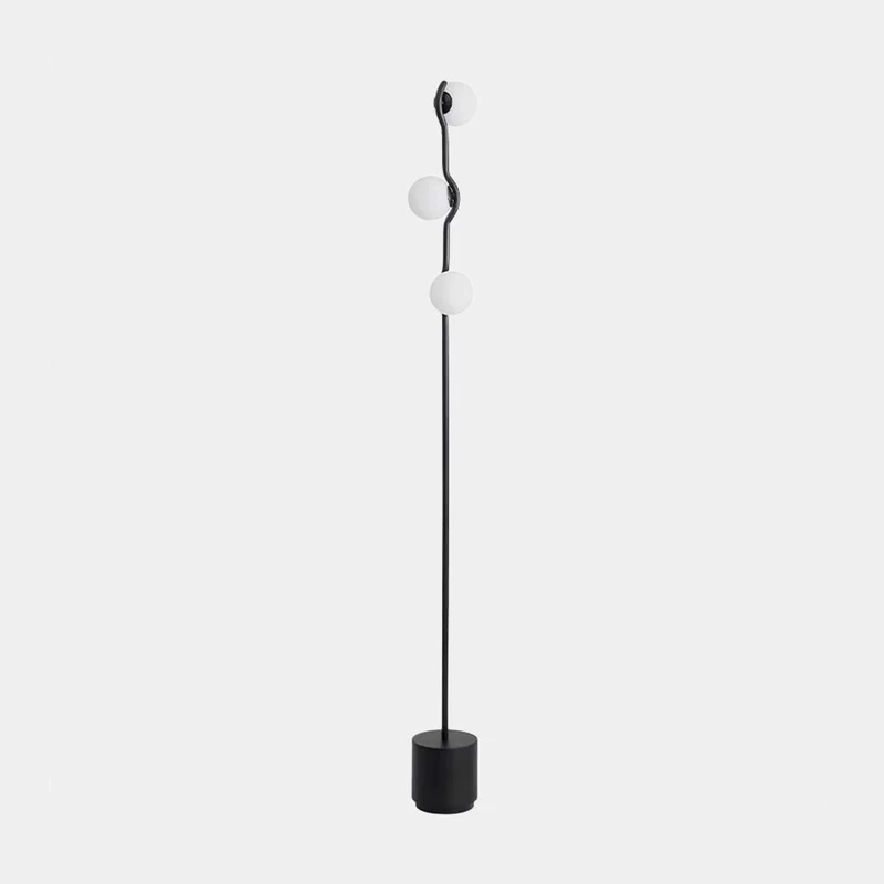 Floor Lamp Unique Glass Globe 3-Light, Black / Gold