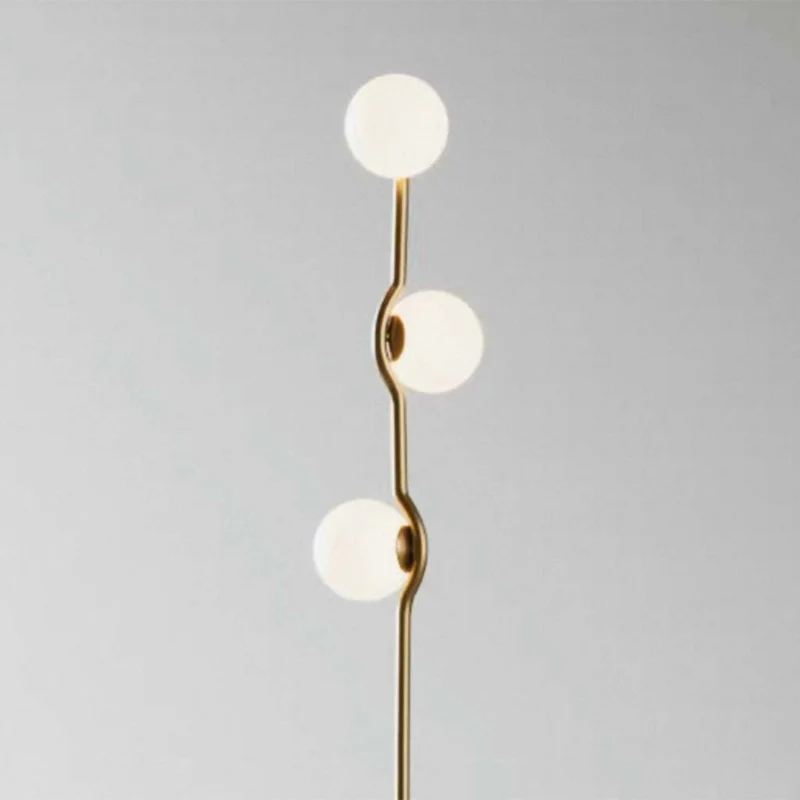 Floor Lamp Unique Glass Globe 3-Light, Black / Gold