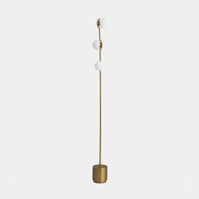 Floor Lamp Unique Glass Globe 3-Light, Black / Gold