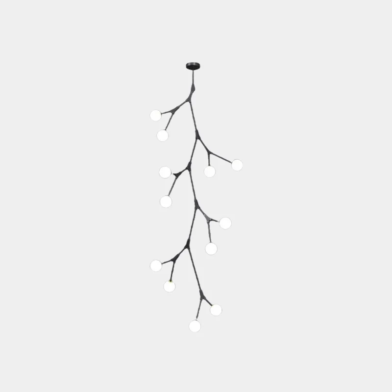Branch Chandelier Glass Globe for High Ceiling, Black / Gold