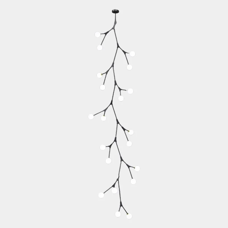 Branch Chandelier Glass Globe for High Ceiling, Black / Gold