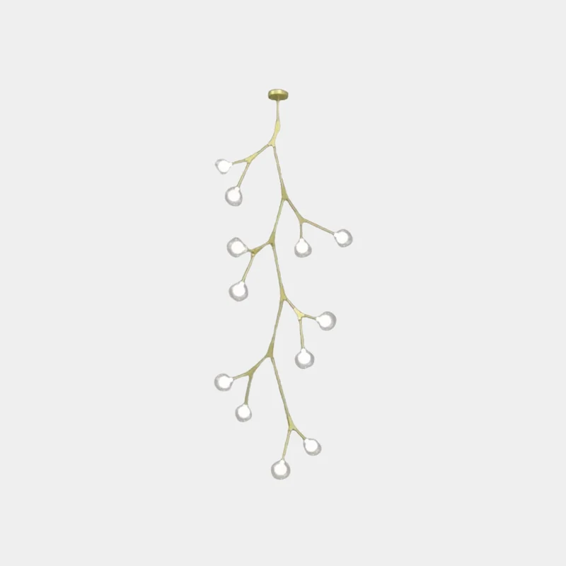 Branch Chandelier Glass Globe for High Ceiling, Black / Gold