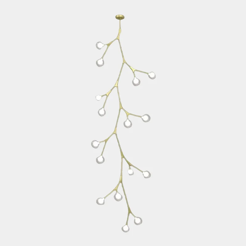 Branch Chandelier Glass Globe for High Ceiling, Black / Gold