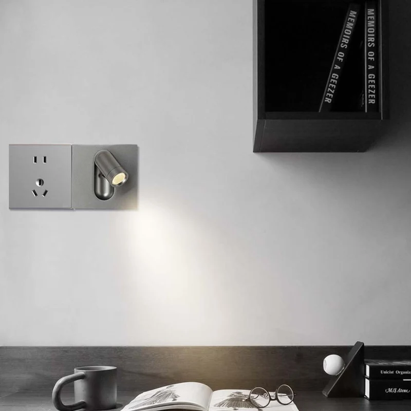 Wall Sconce Reading Lamp Rotating Recessed LED, 8 Colors