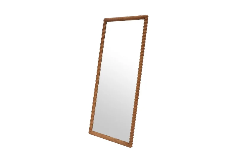 Casa Padrino Luxus Wandspiegel Braun 80 x 4 x H. 180 cm - Großer Wandspiegel Kiko XL mit Rahmen aus Mindi-Holz im Amber Finish - Luxus Deko Accessoires