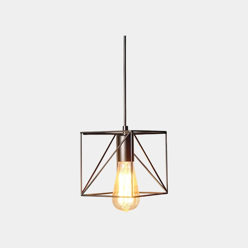 Pendant Light Industrial Geometric Black Frame