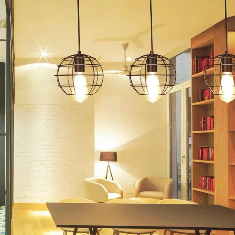 Pendant Light Industrial Geometric Black Frame