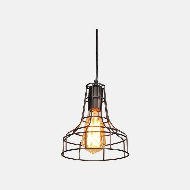 Pendant Light Industrial Geometric Black Frame