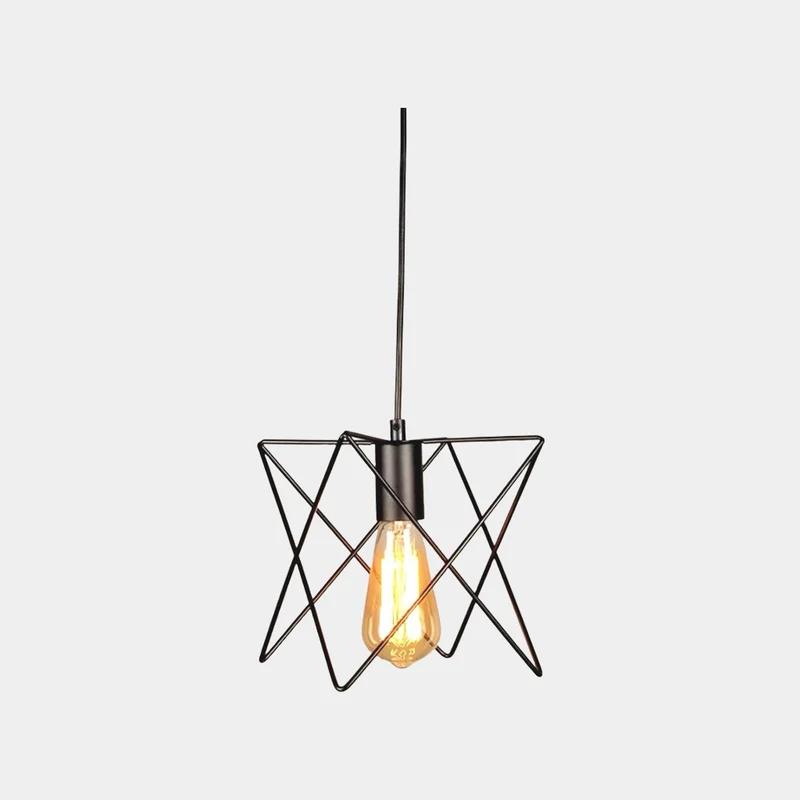 Pendant Light Industrial Geometric Black Frame