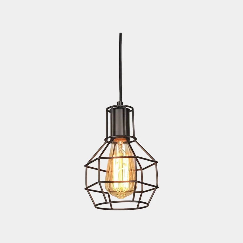Pendant Light Industrial Geometric Black Frame