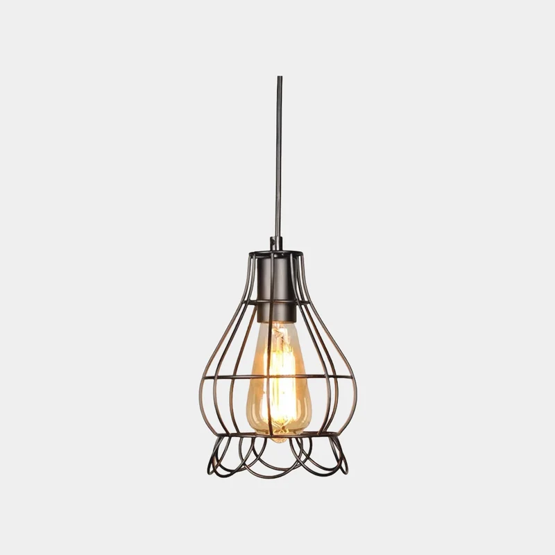 Pendant Light Industrial Geometric Black Frame