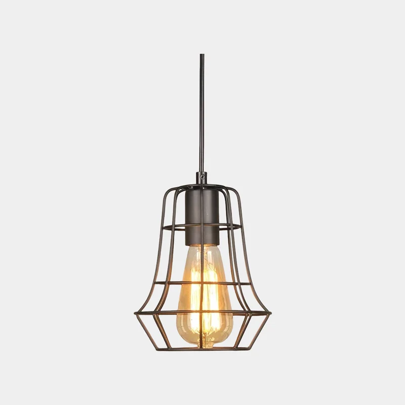 Pendant Light Industrial Geometric Black Frame