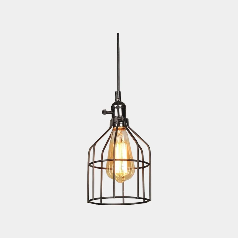Pendant Light Industrial Geometric Black Frame