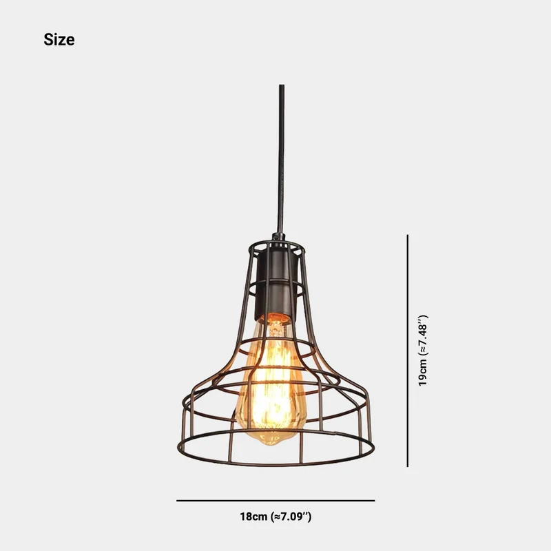 Pendant Light Industrial Geometric Black Frame
