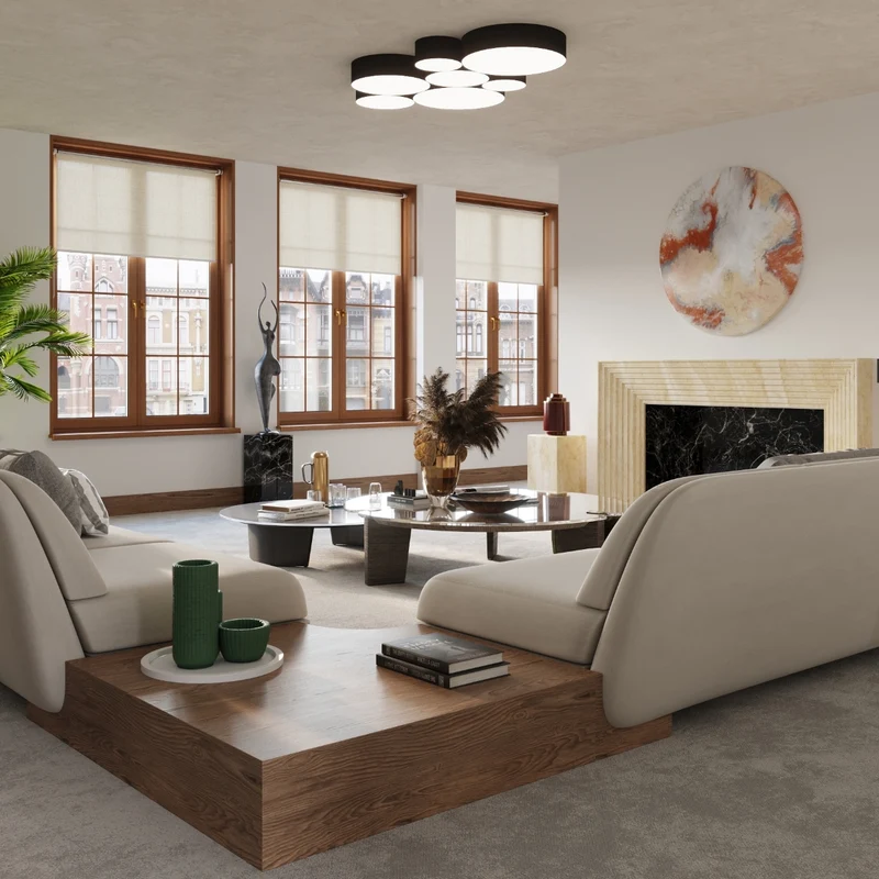 Deckenleuchte rund schwarz minimalistisches Wohnzimmer - Modell Asterion