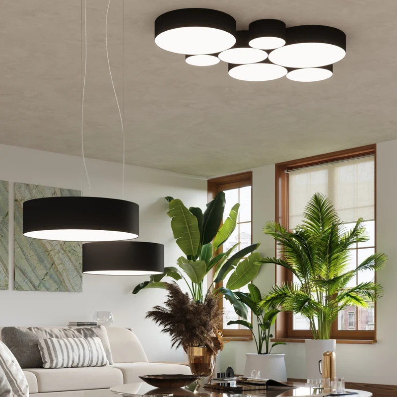Deckenleuchte rund schwarz minimalistisches Wohnzimmer - Modell Asterion