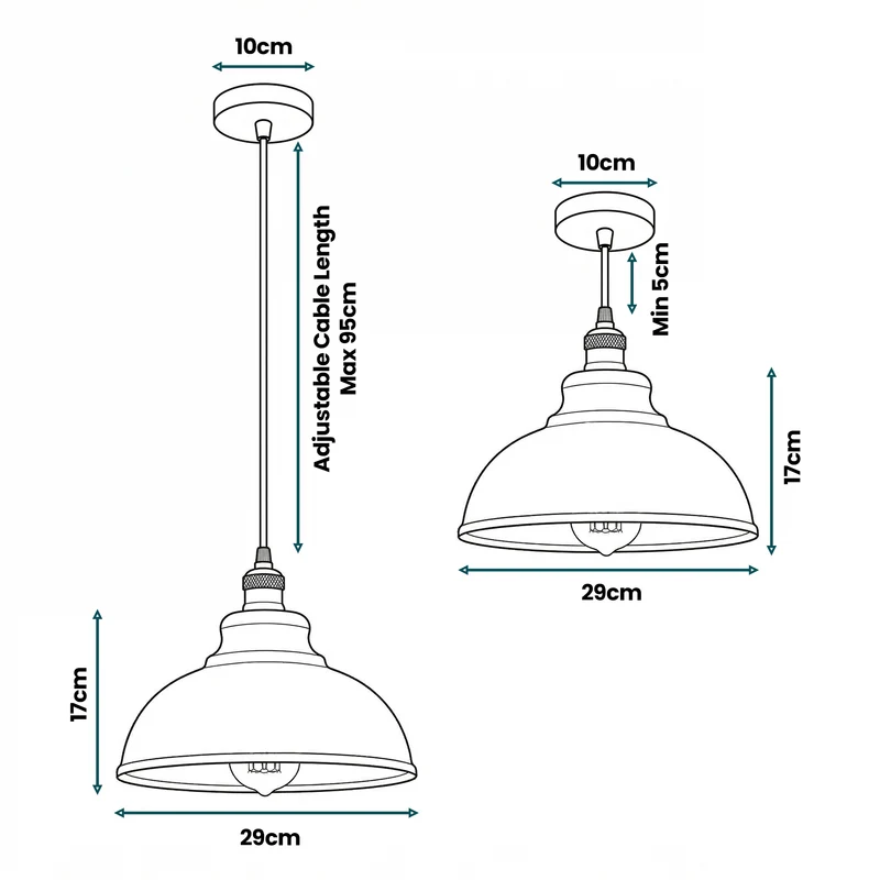 Industrie Fabrikpendelleuchte Ø 29cm Retro Hängeleuchte ~3427