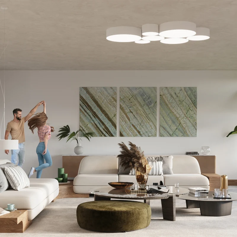 Minimalistische runde weiße Deckenleuchte für Wohnzimmer – Arvenor