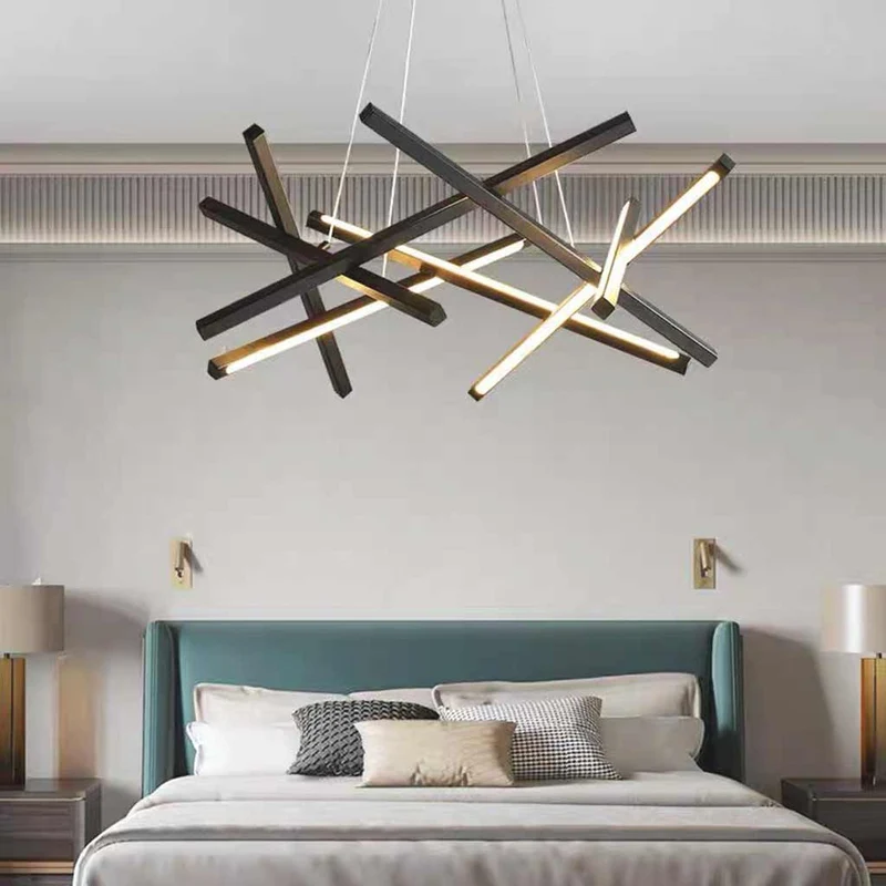 Chandelier Geometric LED Cross Light Bar, Black / Gold