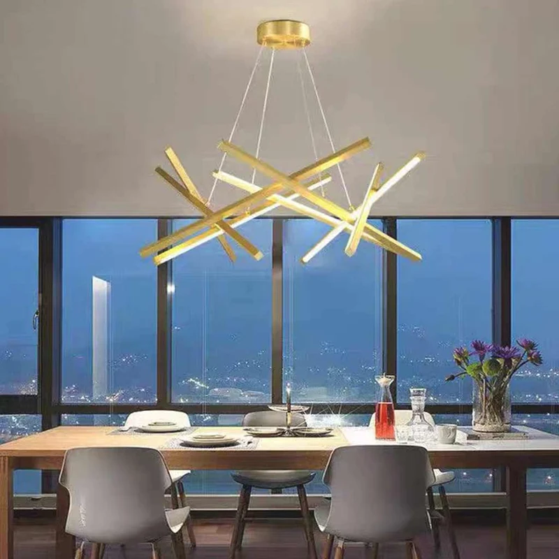 Chandelier Geometric LED Cross Light Bar, Black / Gold