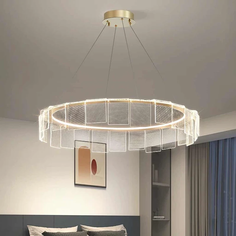 Chandelier Circular Round Ring Acrylic LED, Gold