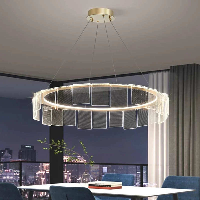 Chandelier Circular Round Ring Acrylic LED, Gold