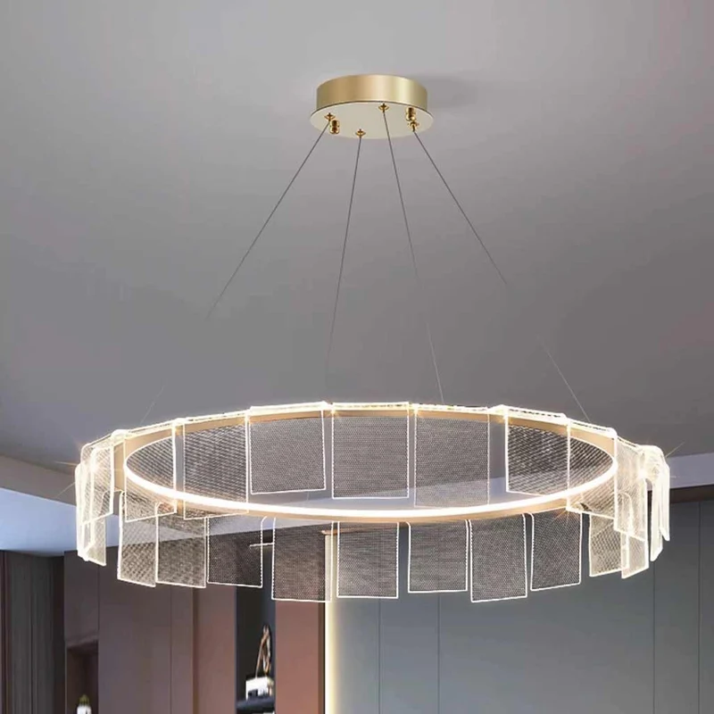 Chandelier Circular Round Ring Acrylic LED, Gold